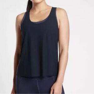 NWT Athleta Ultimate 2-in-1 Support Top in Navy/Black  ~ Size Small
